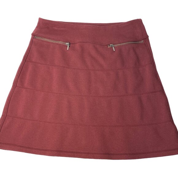 Athleta Womens Burgundy red Textured above knee Skirt Size 8 stretch comfy - Picture 2 of 6